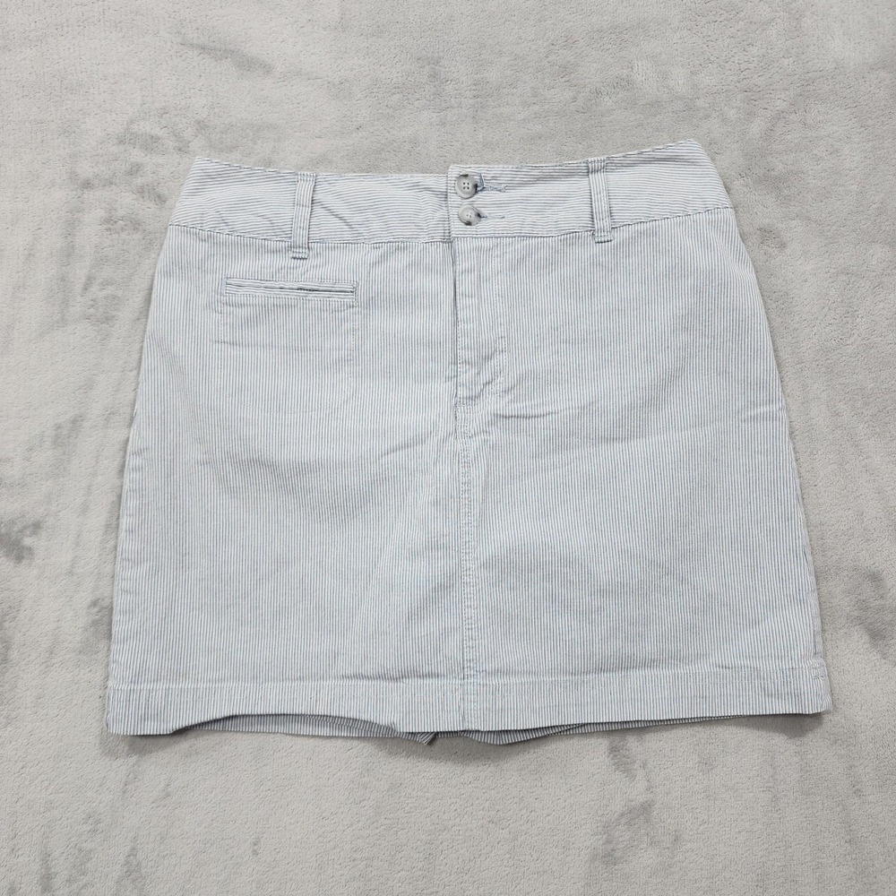 Vintage St. John's Bay Skort Womens 8 Blue Striped Skirt Shorts Stretch Preppy